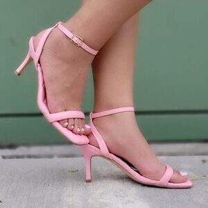 Pink Ankle-Strap High Heel Sandals
